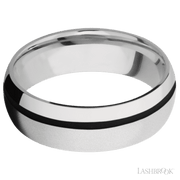 7 mm wide/Domed/Cobalt Chrome band with one 1 mm Off Center inlay of Black.