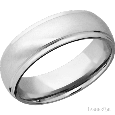 7 mm wide Domed Stepped Down Edges Cobalt Chrome band.
