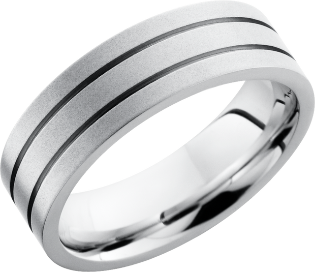 Cobalt chrome 7mm flat band with 2, .5mm grooves