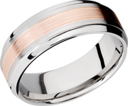 Cobalt chrome 8mm with an inlay of 14k rose gold