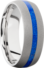 Cobalt chrome 8mm domed band with a mosaic inlay of Lapis