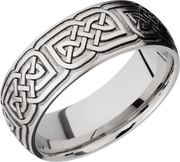 Cobalt chrome 8mm domed band with laser-carved celtic pattern