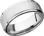 Cobalt chrome 8mm flat band with grooved edges