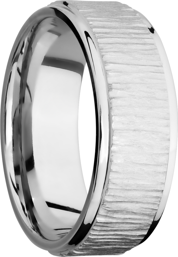 Cobalt chrome 8mm flat band with grooved edges