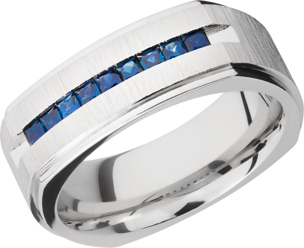 Cobalt chrome 8mm flat square band with grooved edges and