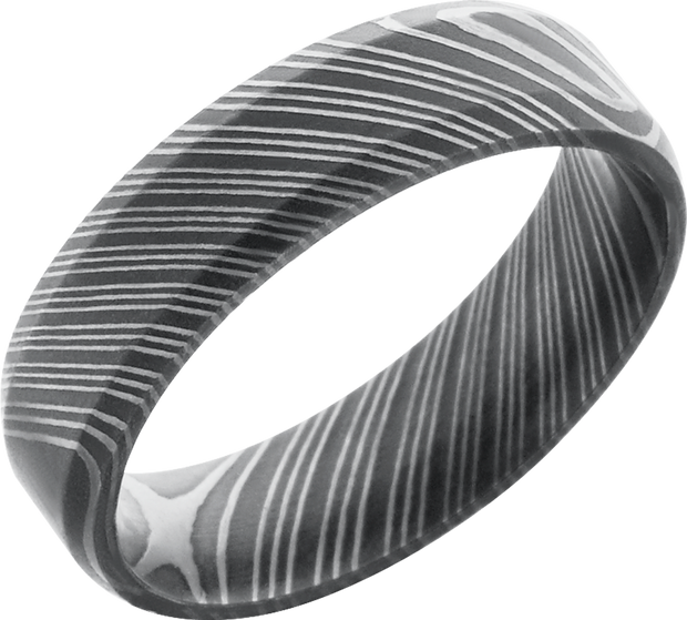 Handmade 6mm Damascus steel beveled band