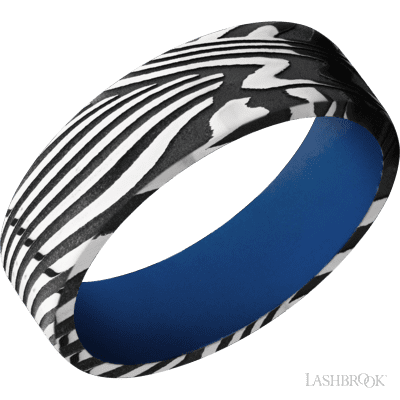 7 mm wide Flat Sunset band featuring a Royal Blue sleeve.
