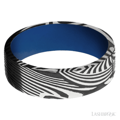 7 mm wide Flat Sunset band featuring a Royal Blue sleeve.