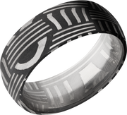 Handmade 8mm basketweave Damascus steel domed band