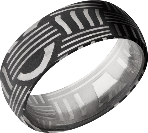 Handmade 8mm basketweave Damascus steel domed band