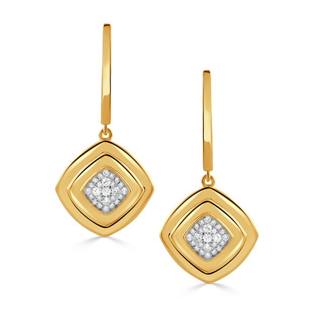 E11871TT-18K YELLOW GOLD DIAMOND EARRING WITH WHITE RHODIUM ON DIAMONDS