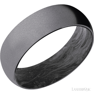 7 mm wide Domed Tantalum band featuring a Forged Carbon Fiber sleeve.