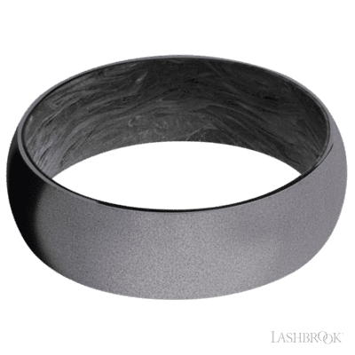 7 mm wide Domed Tantalum band featuring a Forged Carbon Fiber sleeve.