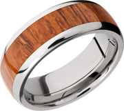 Titanium 8mm domed band with an inlay of Desert Ironwood hardwood