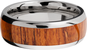 Titanium 8mm domed band with an inlay of Desert Ironwood hardwood