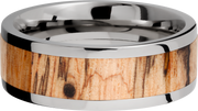 Titanium 8mm flat band with an inlay of Spalted Tamarind hardwood