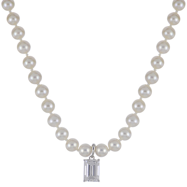 14KT White Gold Freshwater Pearl & LGD Necklace