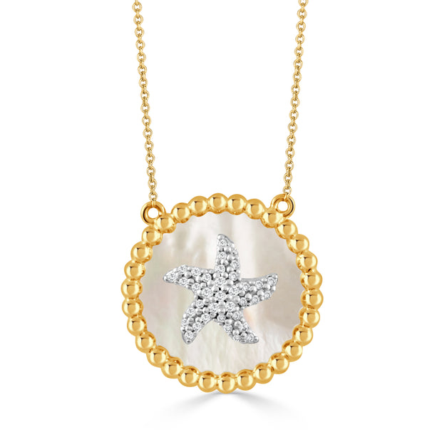 N11219WMP-18K YELLOW GOLD DIAMOND NECKLACE WITH WHITE MOTHER OF PEARL