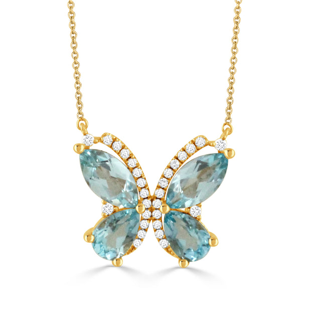 N12071BT-Y-18K YELLOW GOLD DIAMOND NECKLACE WITH SKY BLUE TOPAZ