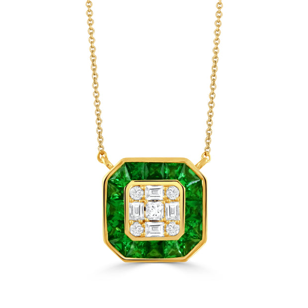 N12210TS-18K YELLOW GOLD DIAMOND NECKLACE WITH TSAVORITE