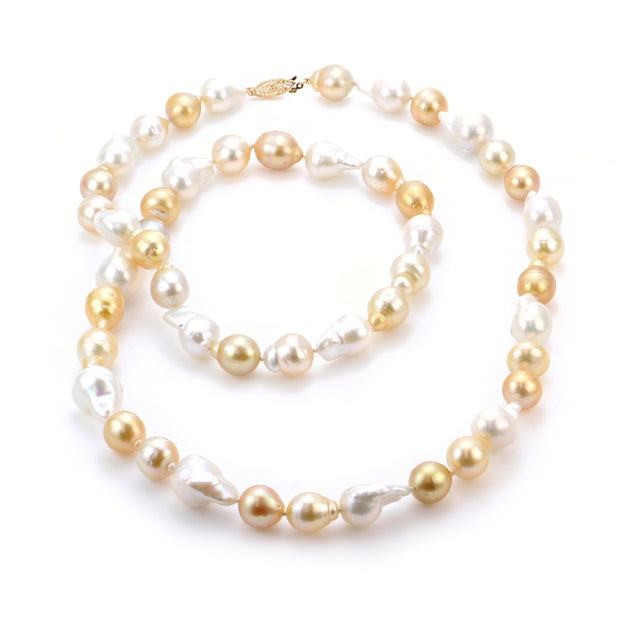 14KT Yellow Gold  Golden South Sea Pearl Necklace