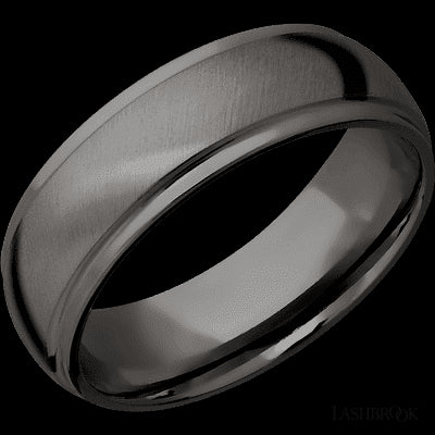 7 mm wide Domed Stepped Down Edges Tantalum Noir band.