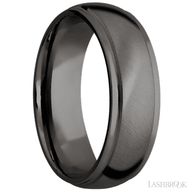 7 mm wide Domed Stepped Down Edges Tantalum Noir band.