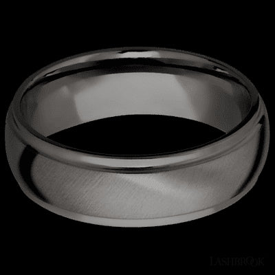 7 mm wide Domed Stepped Down Edges Tantalum Noir band.