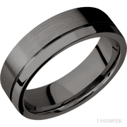 7 mm wide Flat with Off Center Accent Groove Tantalum Noir band.