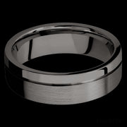 7 mm wide Flat with Off Center Accent Groove Tantalum Noir band.