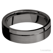 7 mm wide Flat with Off Center Accent Groove Tantalum Noir band.