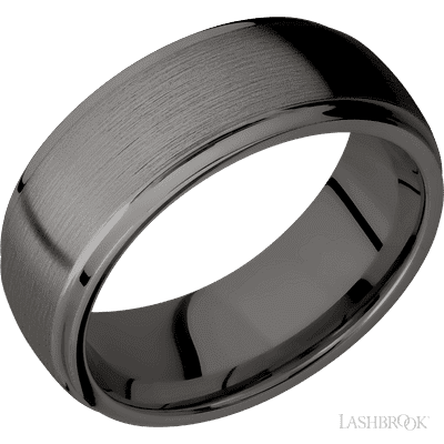 8 mm wide Domed Stepped Down Edges Tantalum Noir band.