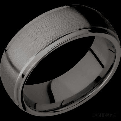 8 mm wide Domed Stepped Down Edges Tantalum Noir band.