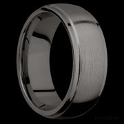 8 mm wide Domed Stepped Down Edges Tantalum Noir band.