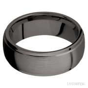 8 mm wide Domed Stepped Down Edges Tantalum Noir band.