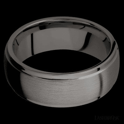 8 mm wide Domed Stepped Down Edges Tantalum Noir band.