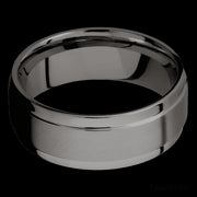 8 mm wide Flat Wide Grooved Edges Tantalum Noir band.