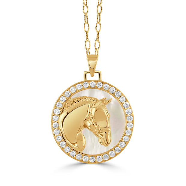 P10755WMP-18K YELLOW GOLD DIAMOND PENDANT WITH WHITE MOTHER OF PEARL
