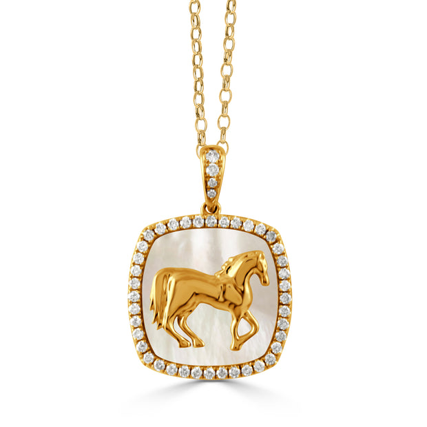 P10764WMP - 18k Yellow Gold Pendant from the Equestrian collection