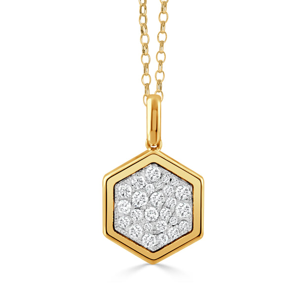 P11790TT-18K WHITE AND YELLOW GOLD DIAMOND PENDANT