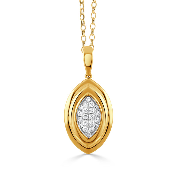 P11870TT-18K YELLOW GOLD DIAMOND PENDANT WITH WHITE RHODIUM ON DIAMONDS