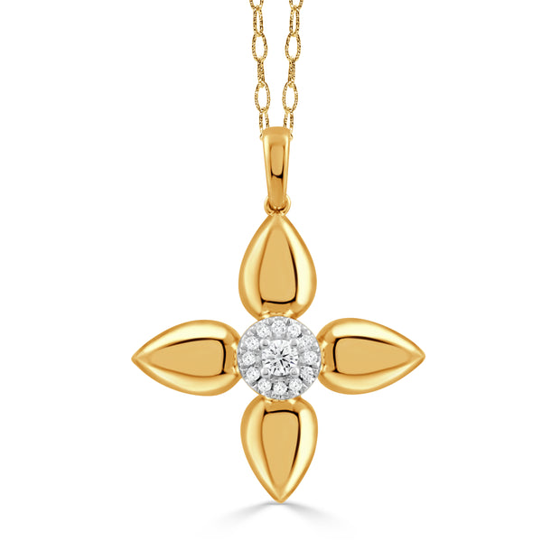 P11940TT-18K WHITE AND YELLOW GOLD DIAMOND PENDANT