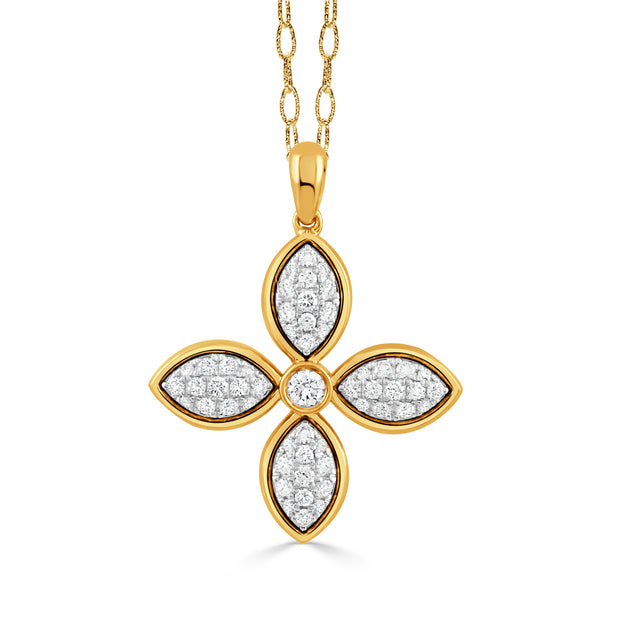 P11952TT-18K WHITE AND YELLOW GOLD DIAMOND PENDANT