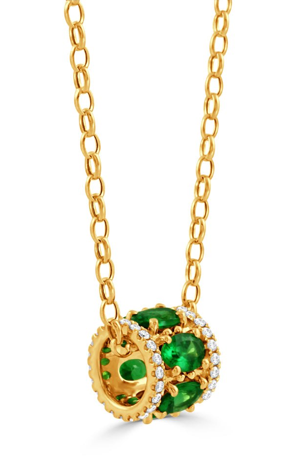 P12066TS-18K YELLOW GOLD DIAMOND PENDANT WITH TSAVORITE