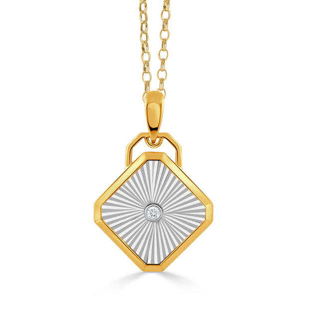 P12153TT-18K WHITE AND YELLOW GOLD DIAMOND PENDANT