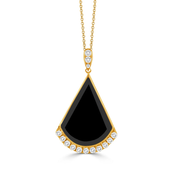 P9225BO-18K YELLOW GOLD DIAMOND PENDANT WITH BLACK ONYX