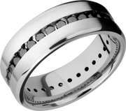 Platinum 8mm beveled band with eternity-set .04ct black diamonds