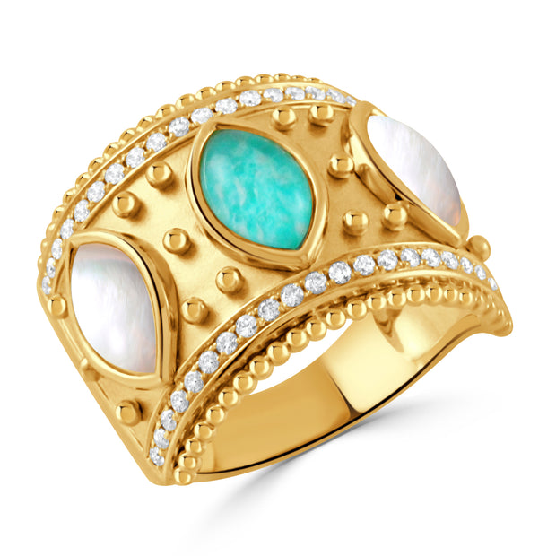 R11414AZMP - 18k Yellow Gold Ring from the Justinian collection