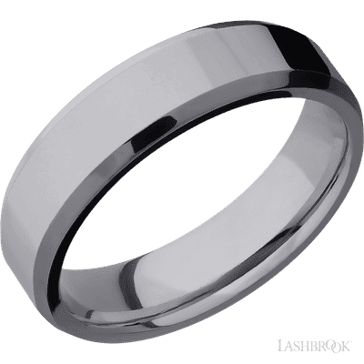 6 mm wide Beveled Tantalum band.