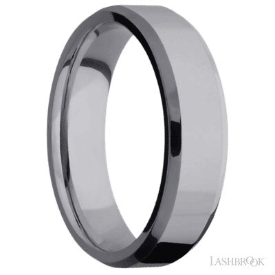 6 mm wide Beveled Tantalum band.
